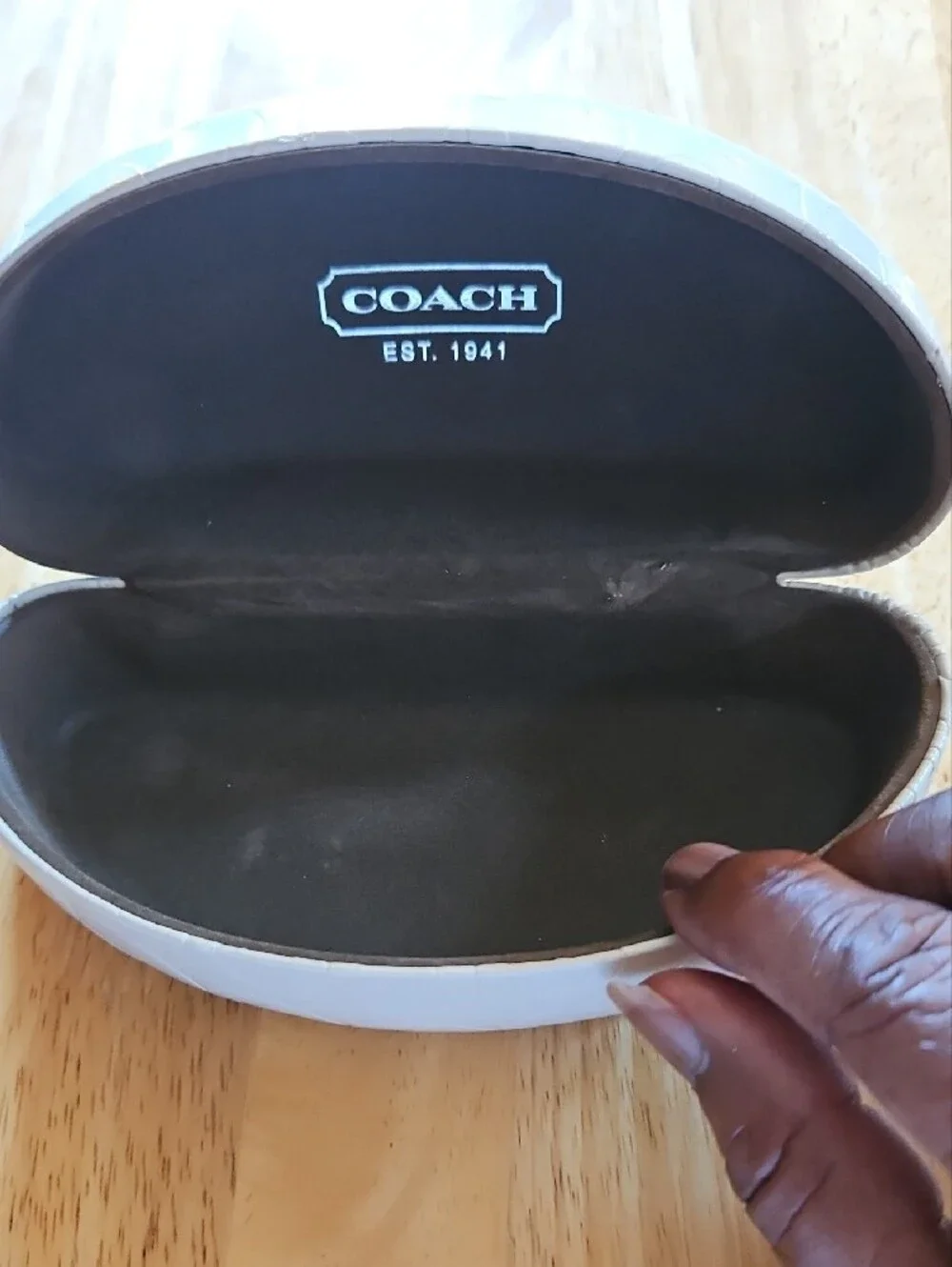 Coach White Embossed Signature Hard Sunglasses Case - Picture 7 of 8